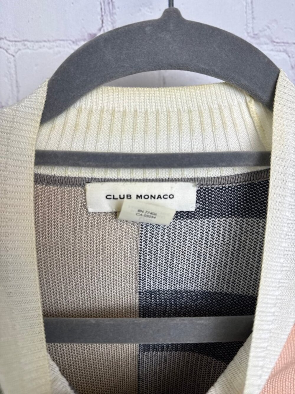 Club Monaco multicolor colorblock preppy mock neck cropped sweater Large viscose - Picture 5 of 7